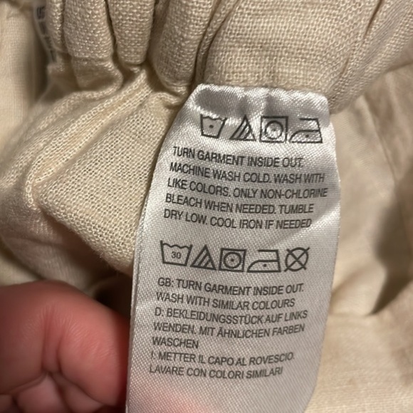 Isaac‎ Mizrahi Live! Bridgehampton Linen Blend Pants Wide Leg Cropped Cream 8 - Picture 9 of 10